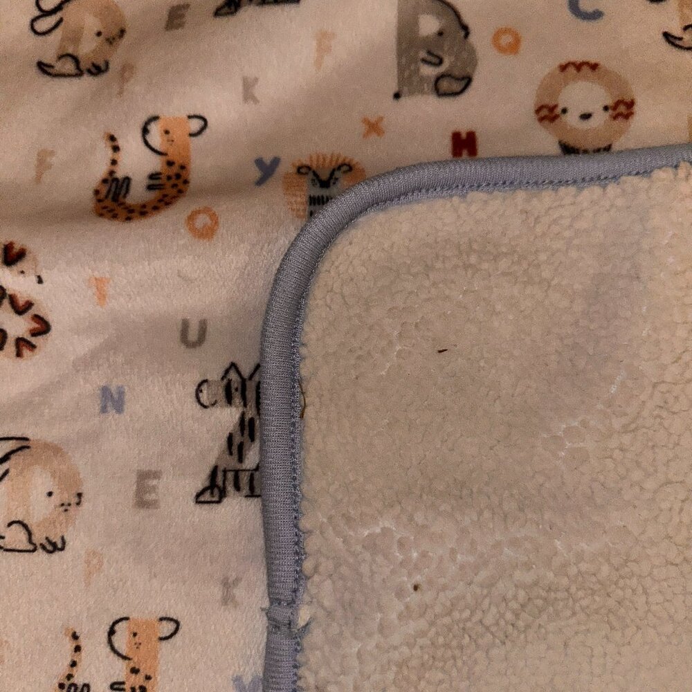 Bundles Baby Place Blue White sherpa abc Alphabet animals Blanket